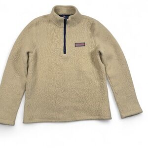 Vineyard Vines Kids XL 18 Tan Fleece Quarter Zip Pullover Sweater‎ Youth